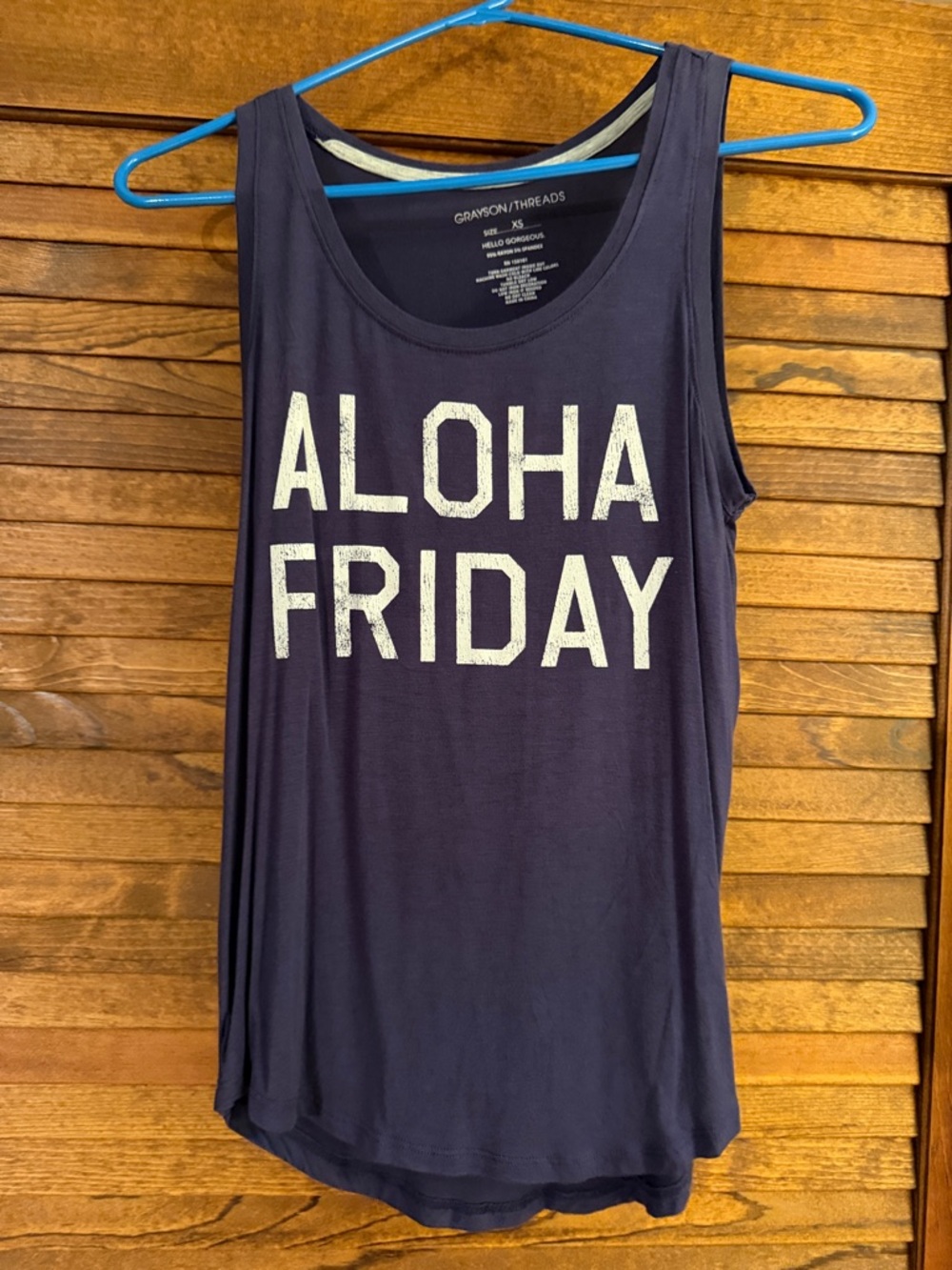 Grayson Threads Navy Graphic 'ALOHA FRIDAY' Tank